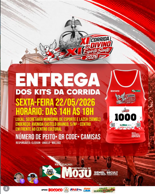 Atenção, atletas da XI Corrida do Divino Espírito Santo 2026!
