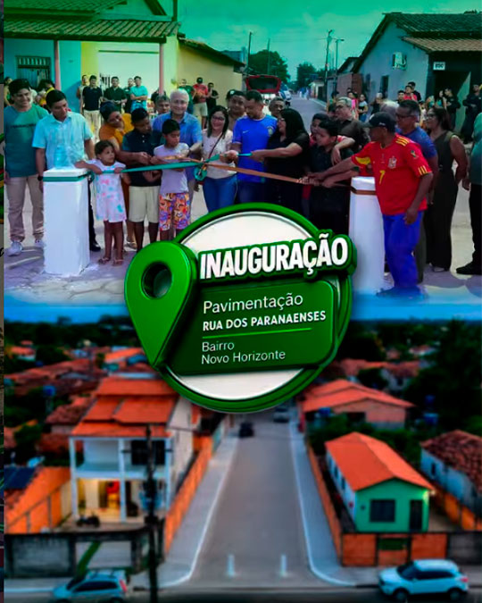 Prefeitura inaugura pavimentação da Rua dos Paranaenses no bairro Novo Horizonte